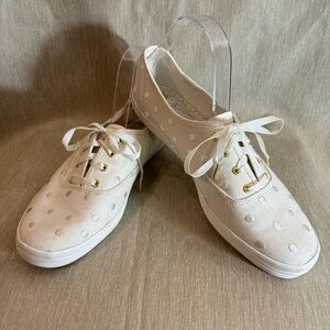 KEDS + KATE SPADE Sz 10 Bridal Lace  Up Embroidered Polka Dots Sneakers NEW